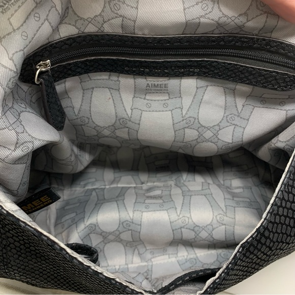 Aimee Kestenberg Genuine Leather Lizard Embossed Shoulder/Crossbody Bag Black - Picture 5 of 10